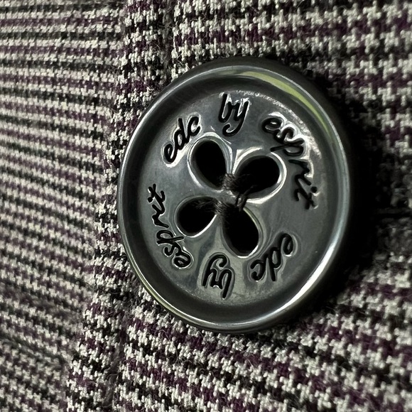 NWT EDC by Esprit Y2K Women's Gray Houndstooth Cuffed Wide Leg Trousers Pants 10 - Picture 4 of 15